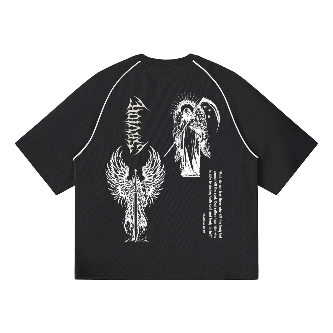Contrast Piping Panel Raglan T-Shirt