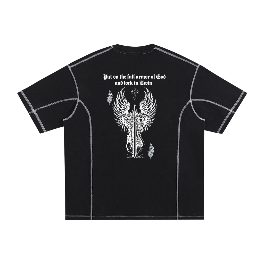 Streetwear Contrast-Stitched Cotton T-Shirt
