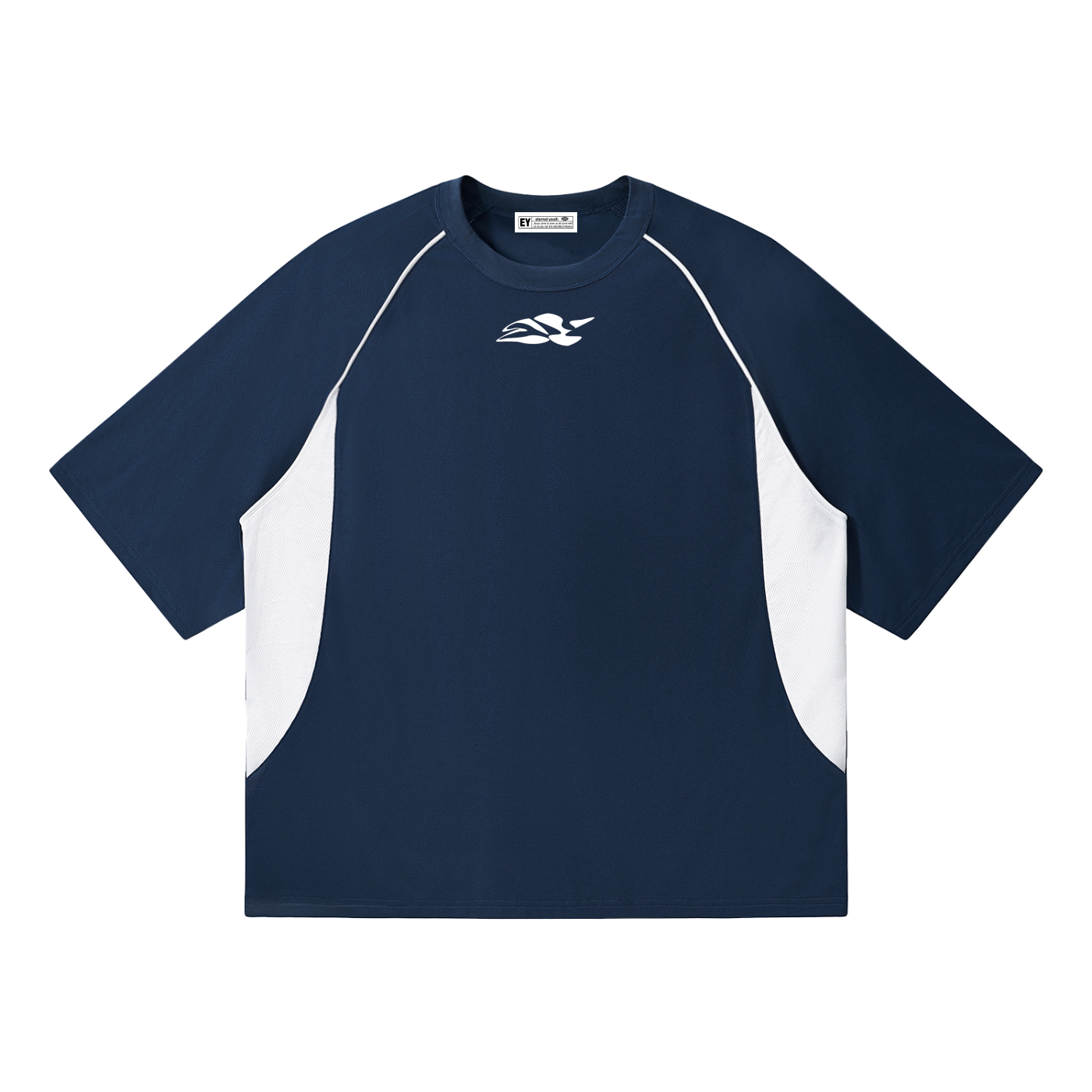 Contrast Piping Panel Raglan T-Shirt
