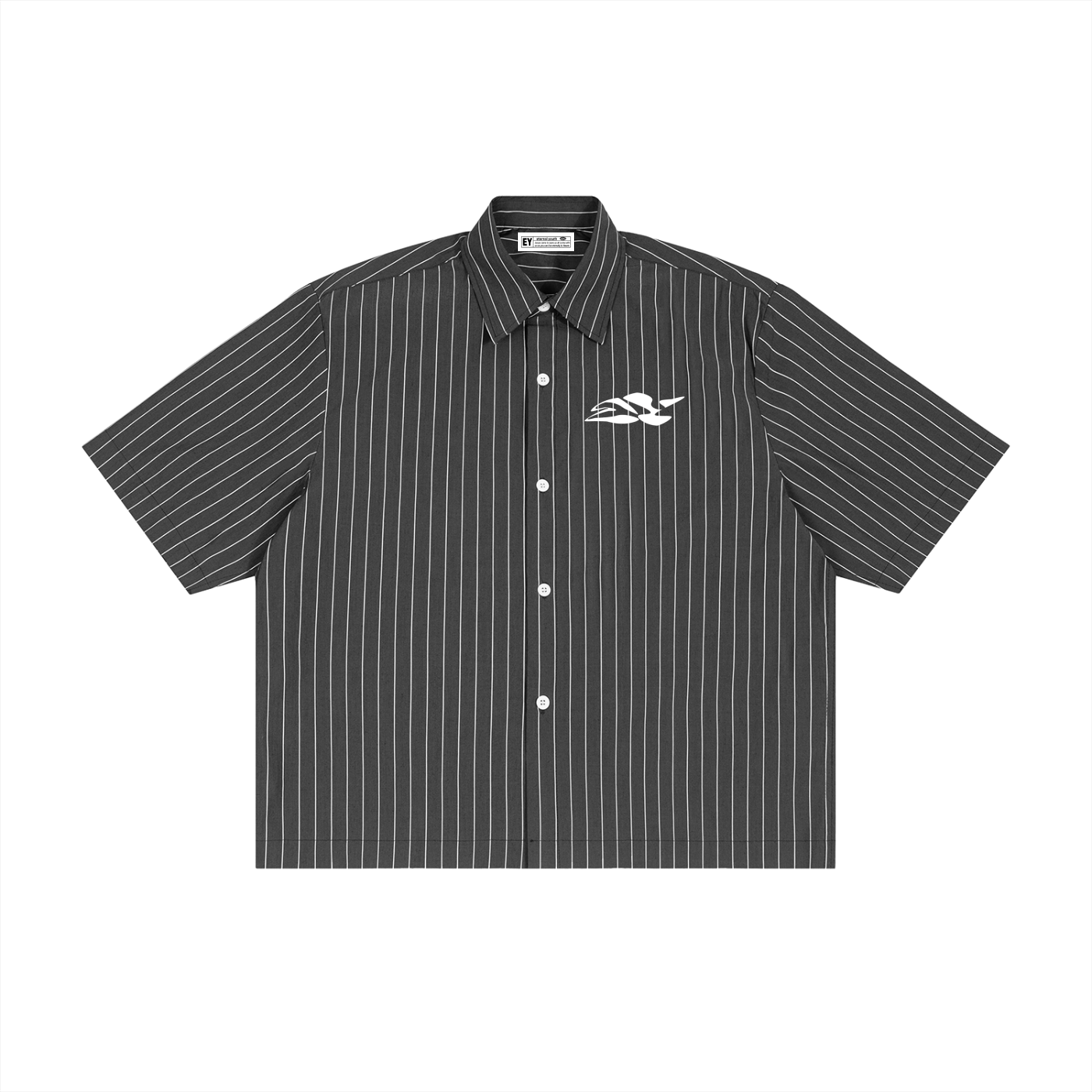 Unisex Striped Boxy Button-Up Shirt