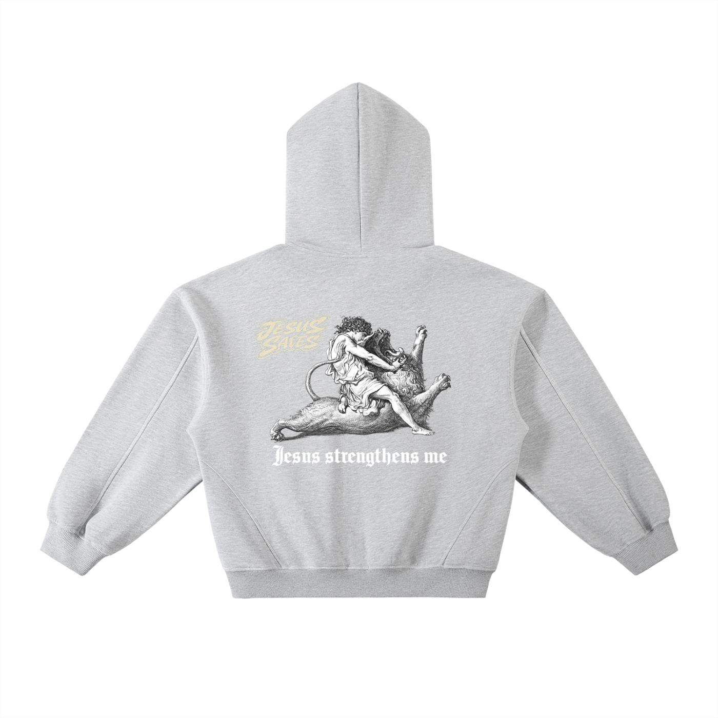 Contrast-Stitched Boxy Fleece Hoodie